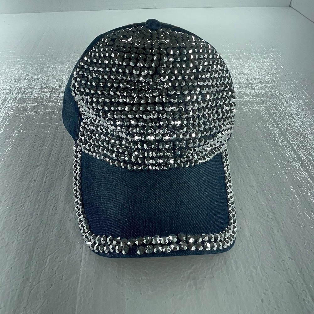 Full partialRhinestones Fashion Ladies Jeans Cap -Snap-back beautiful bling